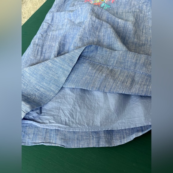 Talbots Embroidered Linen Shift Dress Size 6P Blue Preppy Lined Floral - Picture 6 of 9